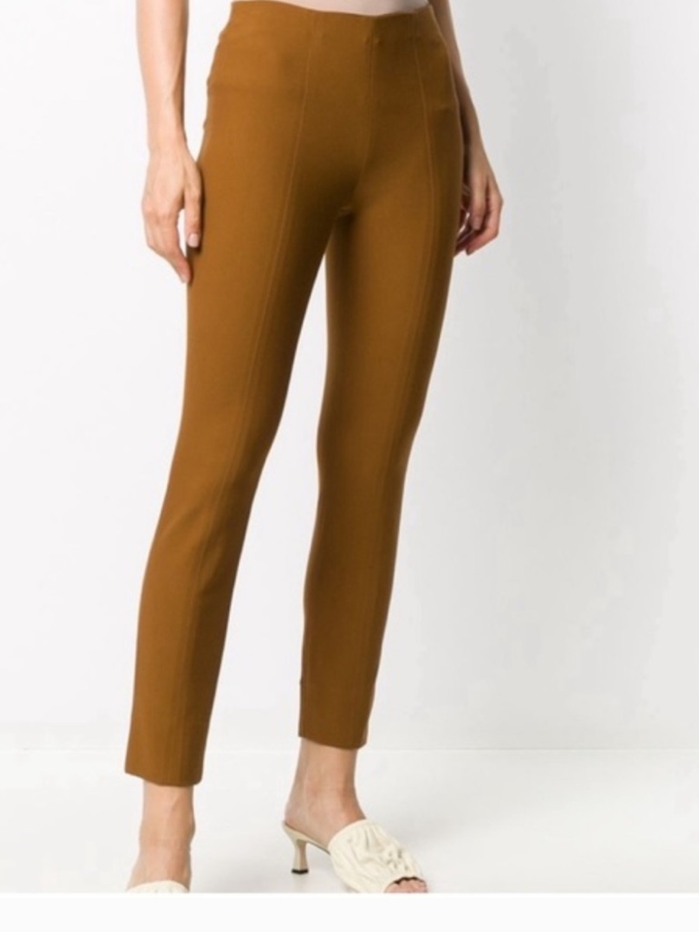 Vince Cropped Stitched Front Slim Ankle Pants in Camel Brown Size Medium